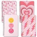 L1rabe 4 A5 Preppy Spiral Notebooks Y2K Travel Journal for Kids Teens Cute Pink Smile Hardbound College Ruled Notebooks for Girls Notepad Diary School Office Supplies Birthday Christmas New Year Gifts