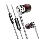 ELECTROPRIME Compatiable for Earphone Headphones D05 Metal Stereo Headset with Mic Earphones Noise Cancelling auriculares Earbud for Phone Xiaomi Music(Silver Grey)