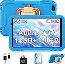 AOCWEI 2024 Kids Tablet 10 Inch Android 13, 14GB RAM+128GB ROM (TF 512TB), Octa Core 2.0 GHz, 5G+2.4G WiFi | 5MP+8MP | 8000mAh | Bluetooth 5.0 | Google GMS | Light Weight Shockproof Kids Case -Blue