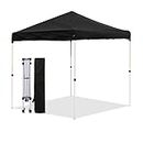 LANMOUNTAIN Canopy Tent 8X8 FT,Instant Pop Up Shelter w/Carry Bag,4 Ropes,Adjustable Straight Leg Heights,Portable Sun Shade,Shelter Tents for Parties,Garden,Commercial Event,Black