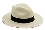Tumia - Fedora Panama Hat - White with Black Band - Lightweight Rollable Version. 57cm