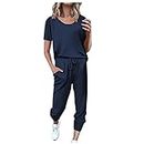 Lightning Deals Lounge Sets for Women 2 Piece Summer Casual Outfits Short Sleeve Crewneck Tops Long Pants Sweatsuits Tracksuits