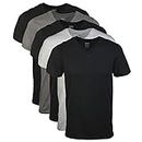 Gildan Men's V-Neck T-Shirts, Assorted Black/Grey, X-Large, 5 Pack