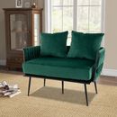 2 Seater Dutch Velvet Loveseat Lounge Couch Sofa Chair Seat with Cushion Pillows