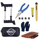WAICO 8 in 1 Universal Tubeless Tyre Puncture Kit | with Gloves, Plier, Storage Bag, etc. | Emergency Flat Tire Repair Tool Bag for Car, Bike, SUV, & Motorcycle.