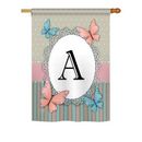 House of Hampton® Shellman Butterflies Monogram 2-Sided Polyester House/Garden Flag Metal in Brown | 40 H x 28 W in | Wayfair