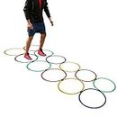 Layan Sports Plastic Agility Ring Ladder | Track & Field Ladders | Set of 12, Multi-Colour