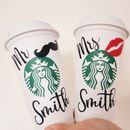 2 tazas reutilizables personalizadas Mr& Mrs Starbuck únicas regalo de boda pareja