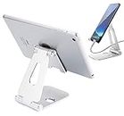 Urvoix Tablet Stand iPad Holder Foldable, Adjustable Cellphone Stand Portable Universal Multi-Angle Desktop Stand for Surface Pro iPad Pro Switch iPhone Samsung Galaxy Note Huawei Mate, Silver