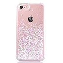iPhone 6/ iPhone 6S Case [With Tempered Glass Screen Protector],Mo-Beauty Flowing Liquid Floating Bling Shiny Sparkle Glitter Clear Plastic Hard Case Cover For Apple iPhone 6/6S 4.7 Inches (Rose,Pink)