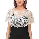 PALAY® Lace Shawl Poncho Cape for Women Floral Pattern Capelets Cover Up Wraps Knitted Shrugs for Evening Dress Loose Hollow Out Shawl for Off-shoulder, Beachwear, Strapless Dress