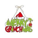 Décorations de sapin de Noël Grinch, panneau amusant à suspendre pour sapin de Noël, panneaux de porte de Noël, fournitures de décoration de fête sur le thème de la bienvenue Grinch pour intérieur et
