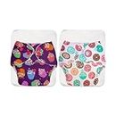 SuperBottoms BASIC - Assorted Pack of 4 (2 Shell + 2 Insert) Cloth Diaper For Baby |Washable & Reusable |0-3 Years |Freesize & Adjustable |Reduces Rash | With Quick Dry Pad/Insert