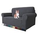 MAXIJIN Super Stretch Couch Bezug für 2-Sitzer Couch, 1-teilige Universal Love Sitzbezüge Jacquard Spandex Sofa Protector Hunde Haustierfreundliche Loveseat Schonbezug (2 Sitzer, Grau)