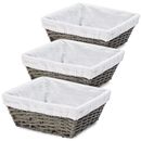 3-Pack 9 inch Square Wicker Storage Baskets with Liners for Organizing