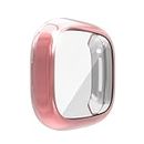 NOTYEX Soft Screen Protector Case Compatible with Fitbit Sense/Versa 3, TPU Protective Screen Cover Saver Bumper Accessories for Fitbit Versa 3 / Sense Smartwatch for Men and Women (Rose Gold)