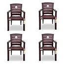 AVRO FURNITURE 9955 Plastic Chairs, Set of 4 Matt Pattern Plastic Chairs for Home, Living Room, Bearing Capacity up to 200Kg Strong and Sturdy Structure, Brown