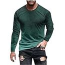 Long Sleeve T Shirt for Men 2024 Fashion Gradient Color Crewneck Casual Pullover Shirts Loose Fit Cozy Y2K Tops Tee, 01-army Green, Small