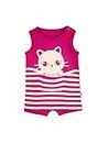 Nino Bambino 100% Organic Cotton Sleeveless Kitty Printed Round Neck Half Romper For Baby Girl|Summer Romper for Girls|Baby Girl Dress/Playsuit(6-12Monthsonths)