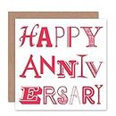 Wee Blue Coo ANNIVERSARY HAPPY BOLD RED NEW ART GREETINGS GIFT CARD