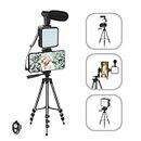 Video Kit - Kit de disparos de vídeo, vídeo Vlog Kit con micrófono, luces LED, soporte para teléfono, trípode telescópico, para cámara, fotografía, YouTube, Tiktok, tiktok, transmisión en vivo