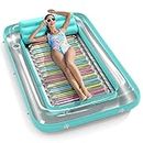 Inflatable Tanning Pool Lounger Float - Jasonwell 4 in 1 Sun Tan Tub Sunbathing Pool Lounge Raft Floatie Toys Water Filled Tanning Bed Mat Pad for Adult Blow Up Kiddie Pool Kids Ball Pit Pool L