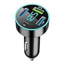 Car Charger USB C Car Adapter,4 Port USB Car Charger Adaptor with Voltmeter PD & QC 3.0 Car Phone Charger Cigarette Lighter USB Charger Socket Fast Charge for iPhone,Samsung,iPad & More Phone Tablets