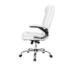 CHAIR KING Premium Ergonomic Leatherette Office Boss Chair | High Back Revolving Chair for Office,Home,Recliner,Study &Gaming|with Comfort Cushion|Heavy Duty Metal Base|Height Adjustable Chair (White)