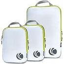Cipway Lot de 3 cubes de rangement de compression, ultra légers et extensibles pour bagages à main (blanc)
