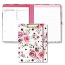 Steel Mill & Co Cute Clipboard Folio with Refillable Lined Notepad and Daily Planner Notepad, Double Notepad Clipboard Folder, 12.25" x 9.25" Padfolio for Work, Rose Floral