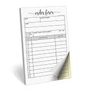 321Done Order Form Pad, 3.4x5.5 Handheld 2-Part Carbonless, Made in USA, Carbon Duplicate Copy Sales Receipt Form, Invoice Booklet, Cute for Small Boutique Business (50 Sets) White/Yellow