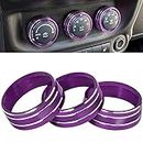 Audio Air Conditioning Button Cover Decoration Twist Switch Ring Trim for Jeep Wrangler JK JKU Patriot 2011-2018, Compass 11-16, Liberty 08-12, Dodge Challenger 08-14 Interior Accessories (Purple)
