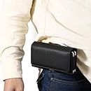 Funda horizontal para cinturón de piel para hombre, 2 bolsillos para teléfono con clip para iPhone 12 Pro Max, para Sony Xperia 10 Plus, Xperia 1, XA Ultra, Xperia 1 II
