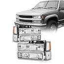 AKKON - For 94-98 Chevy C/K 1500/2500/3500 Tahoe Suburban Full Size C10 Chrome Headlights Driver+Passenger Headlamp