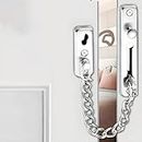 JIALTO Premium Door Latch, Main Door Locks and Accessories - Ideal for Bedroom, Bathroom, Sliding Doors, Safety and Portable Use - Includes 360 Degree Eye Viewer (Silver)