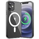 JETech Magnetic Case for iPhone 12/12 Pro 6.1-Inch Compatible with MagSafe Wireless Charging, Shockproof Phone Bumper Cover, Anti-Scratch Clear Back (Black)