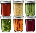 ginoya brothers 500 ML Glass Regular Mouth Mason Jars with Silver Metal Airtight Lids for Meal Prep, Food Storage, Canning, Drinking, Jelly, Dry Food, Spices - SET OF (6)