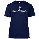 Sailing Lover Tshirt Funny Sailboat Heartbeat Love Sailing Sailboat Racing Sport Gift T-Shirt for Men Women, Navy, Large