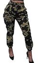 Voghtic Women Army Fatigue Pants Camouflage Printed Military Jogger Sweatpants with Belt