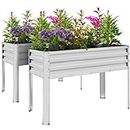 PrimeZone 2PCS Galvanized Raised Garden Bed with Legs - Metal Elevated Raised Planter Box for Vegetables Flowers Herbs, Garden Boxes Outdoor for Backyard, Balcony, Patio, 48 x 24 x 32 in, Silver