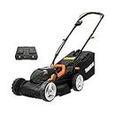 WORX 36V（40V MAX）Cordless Lawnmower WG779E, PowerShare, 34cm Cutting Width, Intellicut, Single-Lever, 6 Cutting Heights, Cut to Edge, 2x2.5Ah Batteries & 2 Chargers, 1 Grass Collection Bag Included