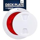 Five Oceans Kayak Deck Plate Kit 6", Marine Plastic Round Inspection Deck Plate Hatch with Nylon Storage Bag, White, Waterproof - FO4467