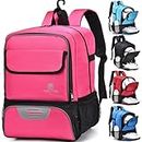 Youth Soccer Bag - Soccer Bags Baseball Backpack Volleyball & Football & Handball Sports with Ball Compartment Separate Training Equipment Storage Package Fit Boys Girls to All Sports Bag(Rose-Red)