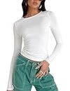 ZPLxi Women Crewneck Skinny Shirt Long Sleeve Basic Slim Crop T Shirts Knit Ribbed Layer Tee Tops Fashion Streetwear