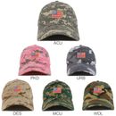 Small American Flag Embroidered Patch Camo Soft Cotton Baseball Cap - FREE SHIP