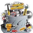 JUYRLE Tools Cake Topper- Constructions Cake Decorations with Wrench, Hammer, Screwdrivers, Measure, toolbox Mechanic Happy Birthday Decor Worker Themed Birthday Party Supplies for Boys Men