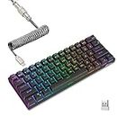 RK ROYAL KLUDGE RK61 60% Mechanical Keyboard with Coiled Cable, 2.4Ghz/Bluetooth/Wired, Wireless Bluetooth Mini Keyboard 61 Keys, RGB Hot Swappable Blue Switch Gaming Keyboard with Software - Black