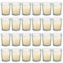Tuyai Set of 24 Clear Glass Filled Ivory Unscented Votive Candles for Home Décor Spa Weddings Birthdays Holidays Party