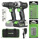 GALAX PRO 20V 2-speeds Drill Driver and Impact Driver Combo Kit, Cordless, 1pcs 1.3Ah Lithium-Ion Batterie, Charger Kit, 11pcs Accessories and Tool Bag