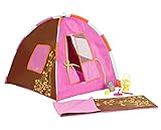 Our Generation – 46 cm Puppenzubehör – Zelt & Schlafsack – Camping Set – Rollenspiel – Spielzeug für Kinder ab 3 Jahren – Campingzelt pink